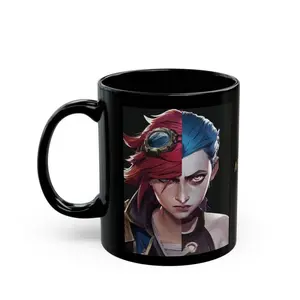 Arcane Jinx Ceramic Mug, League Of Legends Inspired Gaming Coffee Mug 11oz 15oz, Gamer Decor For Siblings, Gifts For Fans, Collectible Black Mugs For Gamers And Anime Fans