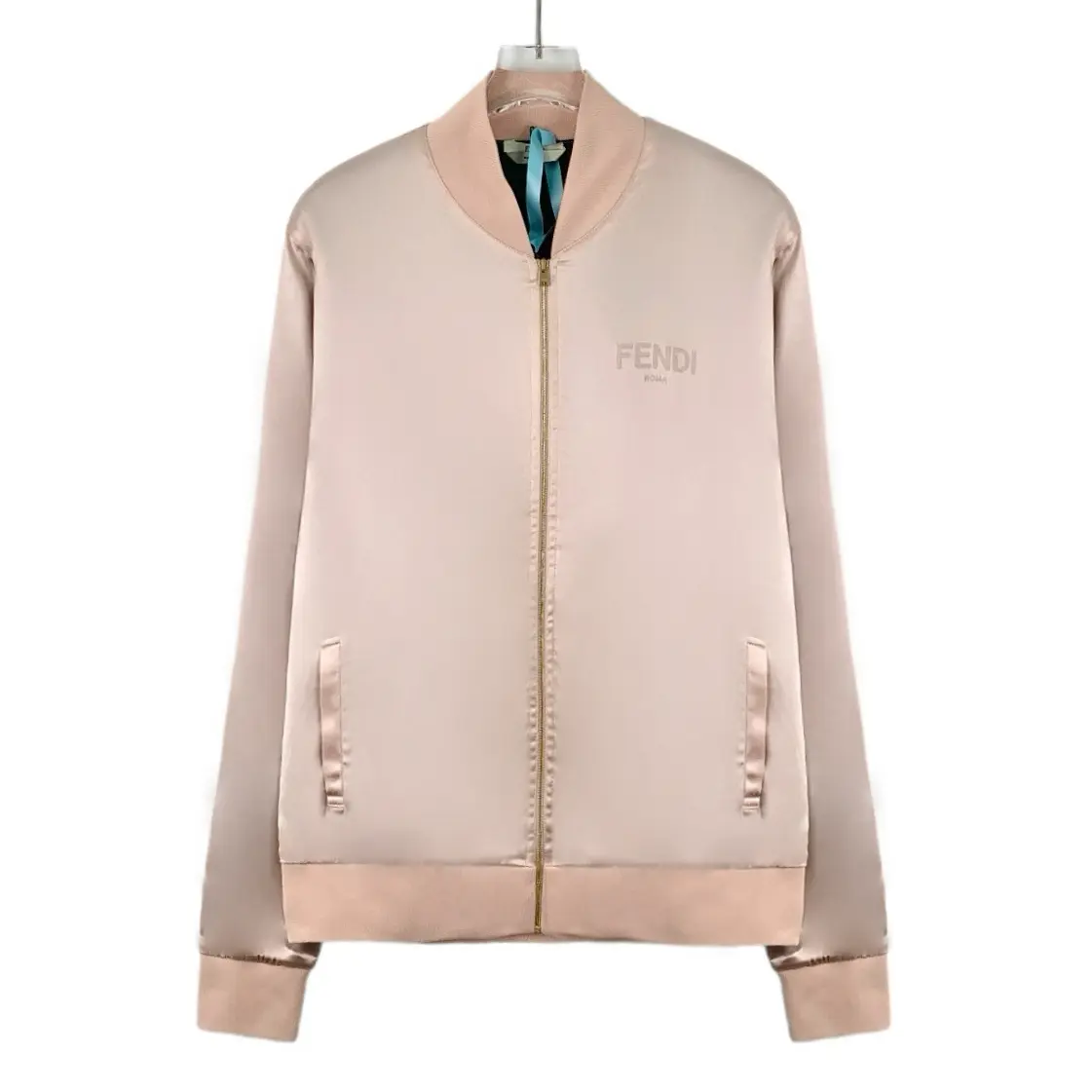 RDLT-Fendi Pink Logo Embroidered Zip Jacket-SIZE 44