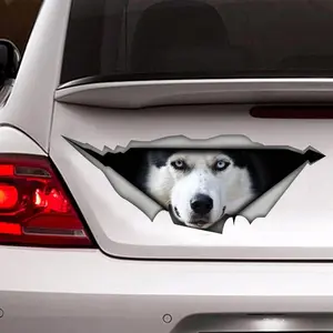 D Husky Car Decoration Sticker for Window Bumper  Crack Vinyl Dog Waterproof Realistic Car Stickers