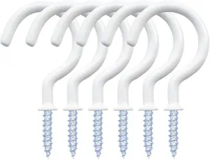 12 Pack Vinyl Coated Ceiling Hooks White 1-1/4 Inch Multi-Function Wall Hooks for Indoors Outdoors Securely Hang Pots Plants Cups Decorations
