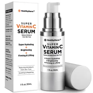HealthyDerm Super Vitamin C Serum for Women - Niacinamide, Hyaluronic Acid, Peptides, Vitamin E, Caffeine, Bakuchiol - Hydrating, Brightening, Firming & Lifting - 1 fl oz / 30 mL