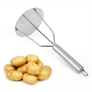 Multi-Use Stainless Steel Kitchen Tool - Potato Masher & Juicer - Comfort Grip Handle - Easy Clean - Ideal for Fries, Mashed Potatoes & Fruit Juice