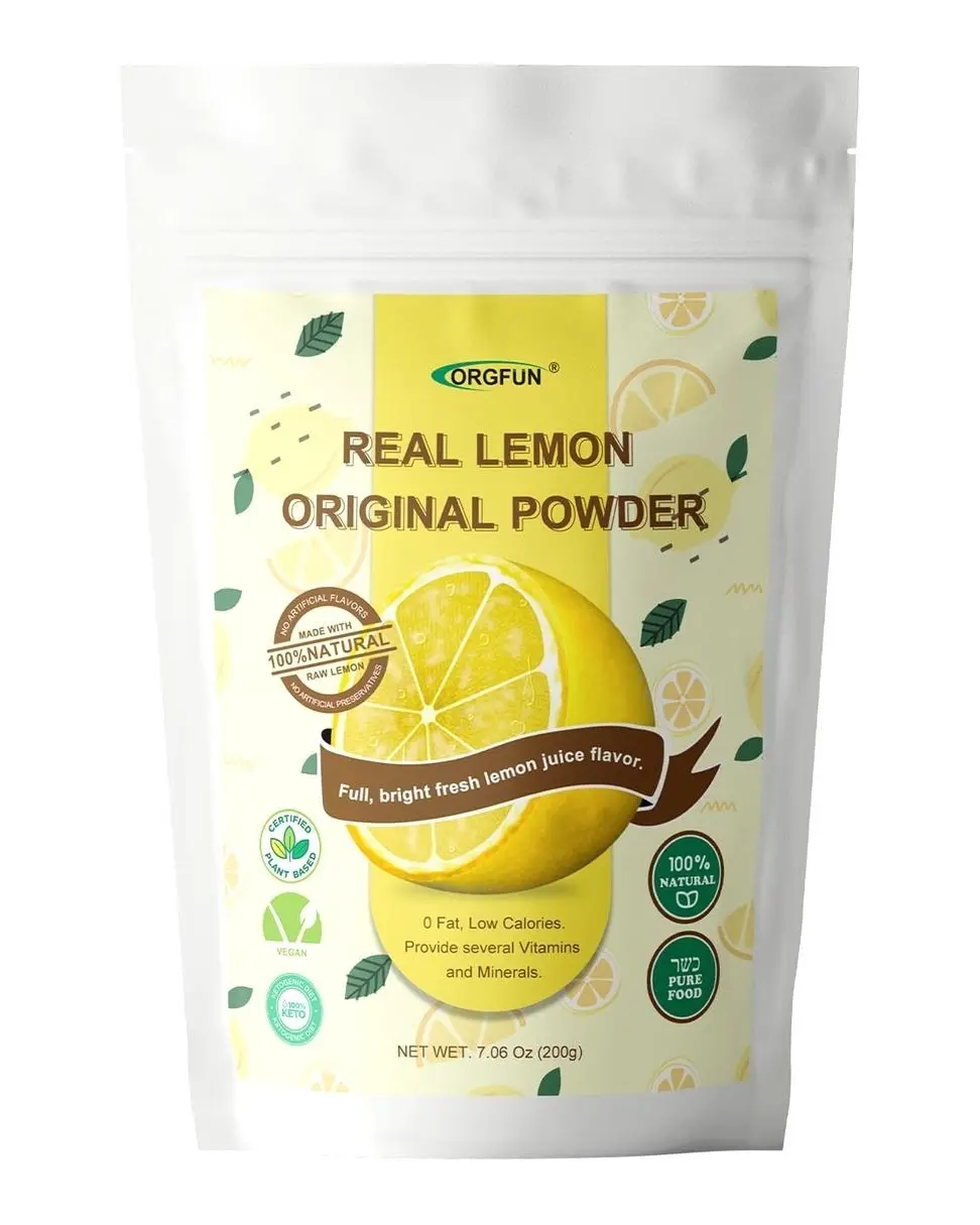 ORGFUN Original Lemon Powder, Freeze Dried Lemon Juice Powder, Great for Beverages, Smoothies, Baking 7.06 Oz