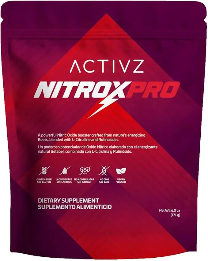 ACTIVZ NitroxPro Powdered Drink Mix with Beetroot L-citrulline Rutinosides CyLoc & DexKey dextrin for Nitric Oxide & Cardiovascular Health 6.0 oz