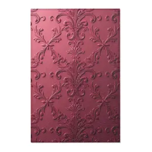 Dark Mauve Damask Area Rugs