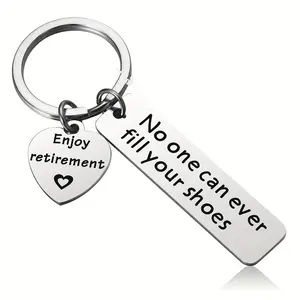 2pcs Stainless Steel Retirement Keychains Engraved "No One Can Replace You" - Open Ring Closure Rectangular Design with Heart Accent, Unique Farewell Gift for Colleagues & Friends (Weddings, Birthdays, Holidays),Quality Engraving, Best for Christmas