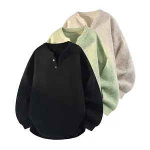 Men's Crew Neck Pullover, Loose Casual, Long Sleeve Knitted Sweater, Autumn Fashion Daily Wear, Unisex, Party Weekend Casual, College Style, Work Outdoor Knitwear, Men's Clothing, Crew Neck, Plain Weave Style, Trend Loose Casual Button Neck Top, Suitable