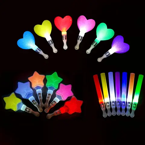 MICRENCY 20-Color LED Light Plastic Glow Sticks Set - Heart, Star, Circle Designs, 3 Flashing Modes, Glow-in-the-Dark Party Supplies, Gifts for Birthday Party, Halloween Decorations, Graduation 2026