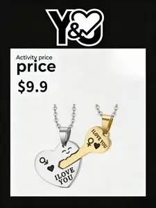 Y&J Interlocking Heart Lock & Key Couple Necklaces with Embossed Gender Symbols for Romantic Couples Ideal Gift for Anniversaries & Special Occasions