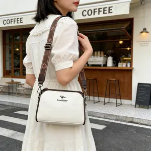 Logo Accent Rectangular Crossbody Bag, Floral Pattern Wide Strap Shoulder Purse
