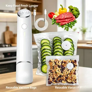 Chef Preserve Compact Vacuum Sealer for Food, Vacuum Sealer Machine with 30 Reusable Vacuum Bags, Powerful Handheld Vacuum Sealer Machine, Seal Meal Saver, Portable Food Sealer
