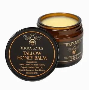 Terra Lotus - Organic Grass-Fed Beef Tallow Balm with Raw Honey - Moisturizing Cream for Soft, Smooth Skin - Handmade All-Natural Moisturizer (2 Oz, Citrus)