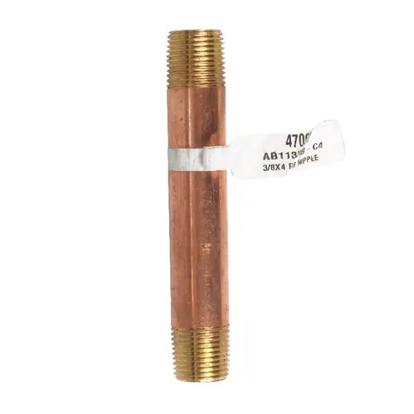 JMF Company 3/8 in. MPT Brass Nipple 4 in. Length – Durable Plumbing Fitting