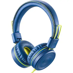 M1 Kids Headphones Wired Headphone for Kids,Foldable Adjustable Stereo Tangle-Free,3.5Mm Jack Wire Cord On-Ear Headphone for Children (Blue) POWMEE