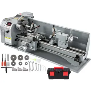 VEVOR Metal Lathe 8.7x 29.5 Inch/220x 750MM Mini Metal Lathe 1.1KW Infinitely Variable Speed Mini Lathe Machine LED Screen for Counter Face Turning DrilingVEVOR Super Brand Day