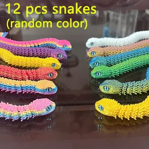 12 Piece 3D Printed Snake Decorations, High-Quality Pla Material, Home & Garden Ornament, Office Decoration, Holiday Gift Ideas, Home Decor Ornaments