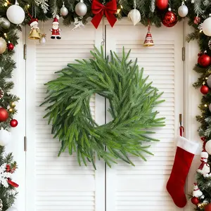 22.83" Norfolk Pine Wreath for Front Door, Christmas Wreath, Real Touch Norfolk Pine Wreath Artificial Green Wreath Greenery Realistic Wreath Holiday Decoration for Home Decor, Windows,Fireplace, Christmas Decorations