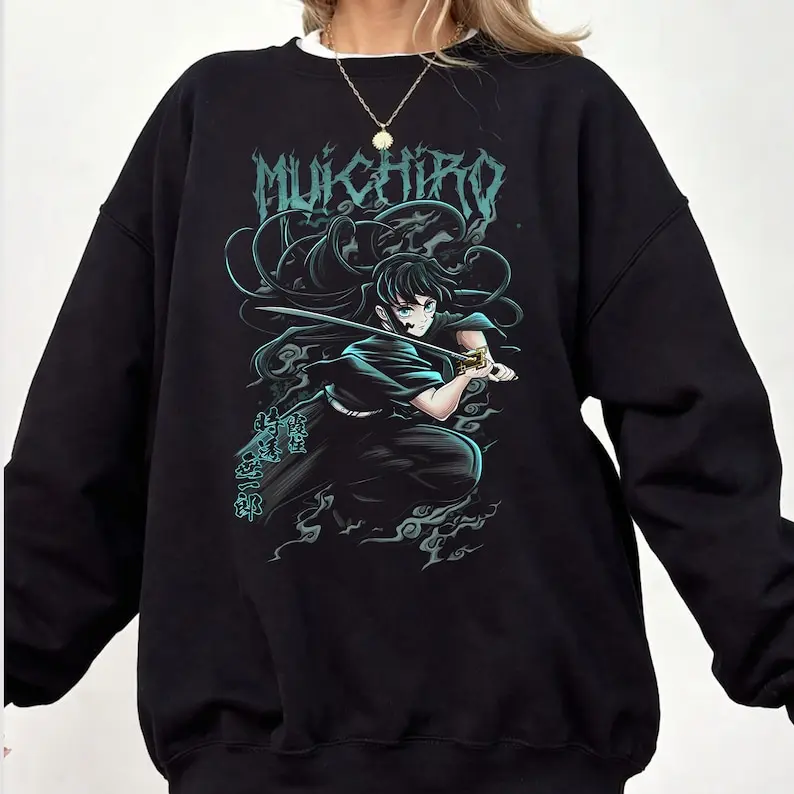Muichiro Tokito Inspired Anime Hoodie, Mist Hashira Graphic Sweatshirt, Japanese Manga Style Pullover, Unisex Streetwear
