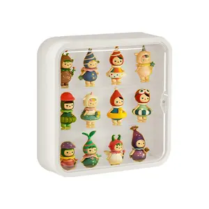 Wall-Mounted Doll Display Cabinet Storage Box Transparent Acrylic Case Adjustable Door-Equipped Dustproof Magnetic Translucent White Organizer