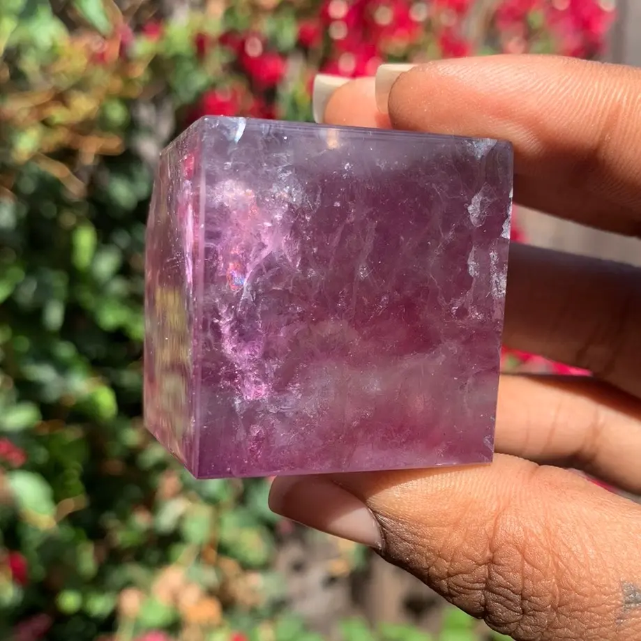 Natural Purple Fluorite Crystal Cube