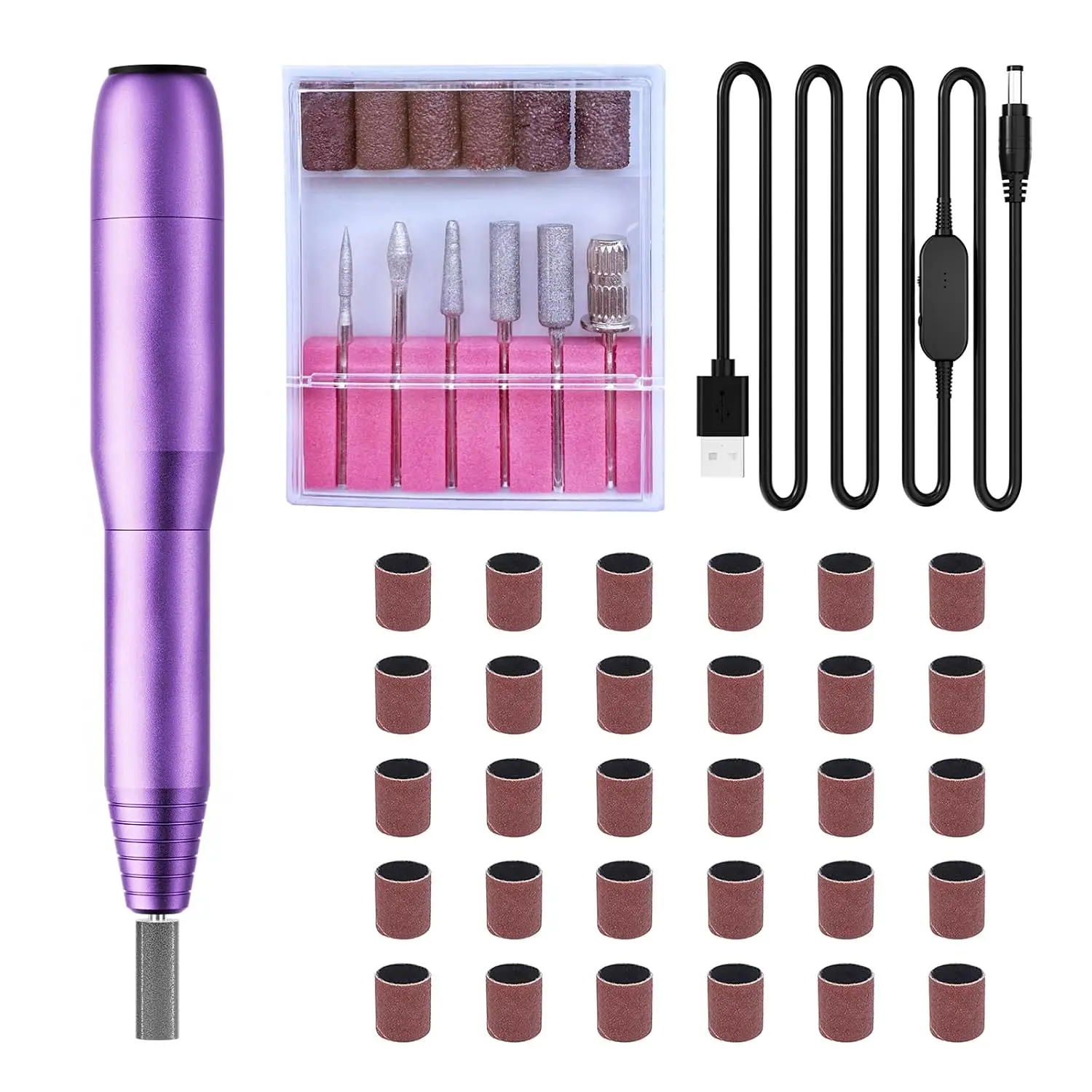 Professional Electric Nail Drill Machine for Acrylic & Gel Nails, Variable Speed Nail File with 6 Grinding Bits, Quiet Manicure & Pedicure Tool, Nail Salon & DIY Home Use, Halloween & Christmas Gift