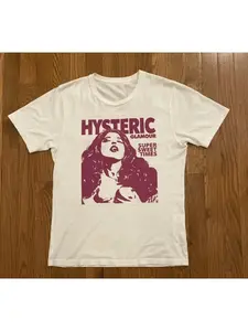 Hysteric Glamour 90s Retro Style Charcoal Reprint T Shirt for Men Women Short Sleeve Shirt Unisex Men Women Summer Y2K