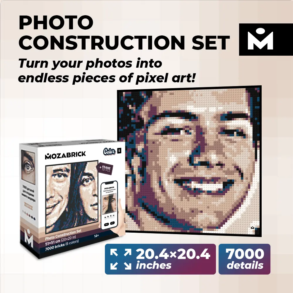 MOZABRICK Model Color S (20in x 20in): Photo Construction Set. Transform Any Picture into a Mosaic Wall Art. Infinite Pixel Art Possibilities!