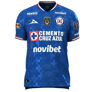 Customizable Pirma Men's Cruz Azul Home Jersey25/26 Champion 9 + Liga BBVA Patches (Blue)