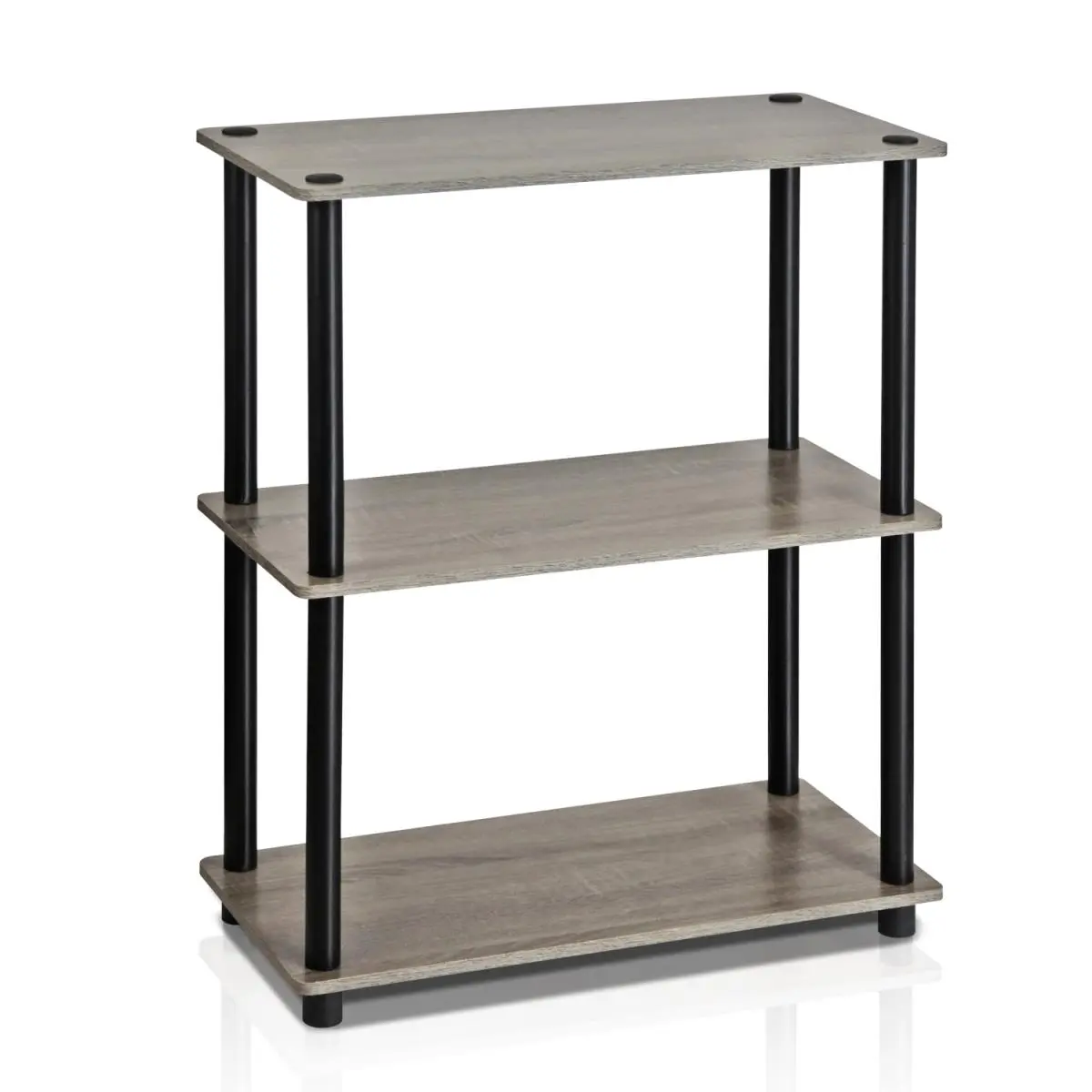 Furinno Turn-N-Tube 3-Layer Rubber-Wood Storage Rack - DIY Project Durable Multifunctional Organiser, Easy Snap Freestanding, Kids and Parents Safe, Efficient Commercial Office Furniture for Living Room