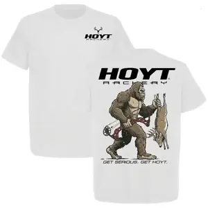 Men's Hoyt Archery Hunting Graphic Tee, Funny Sasquatch Bow Hunter Design, Deer Hunting Outdoor Gift, Premium Cotton All Seasons Fitted Cut Plain Back Graphic Tees - KitchenEra