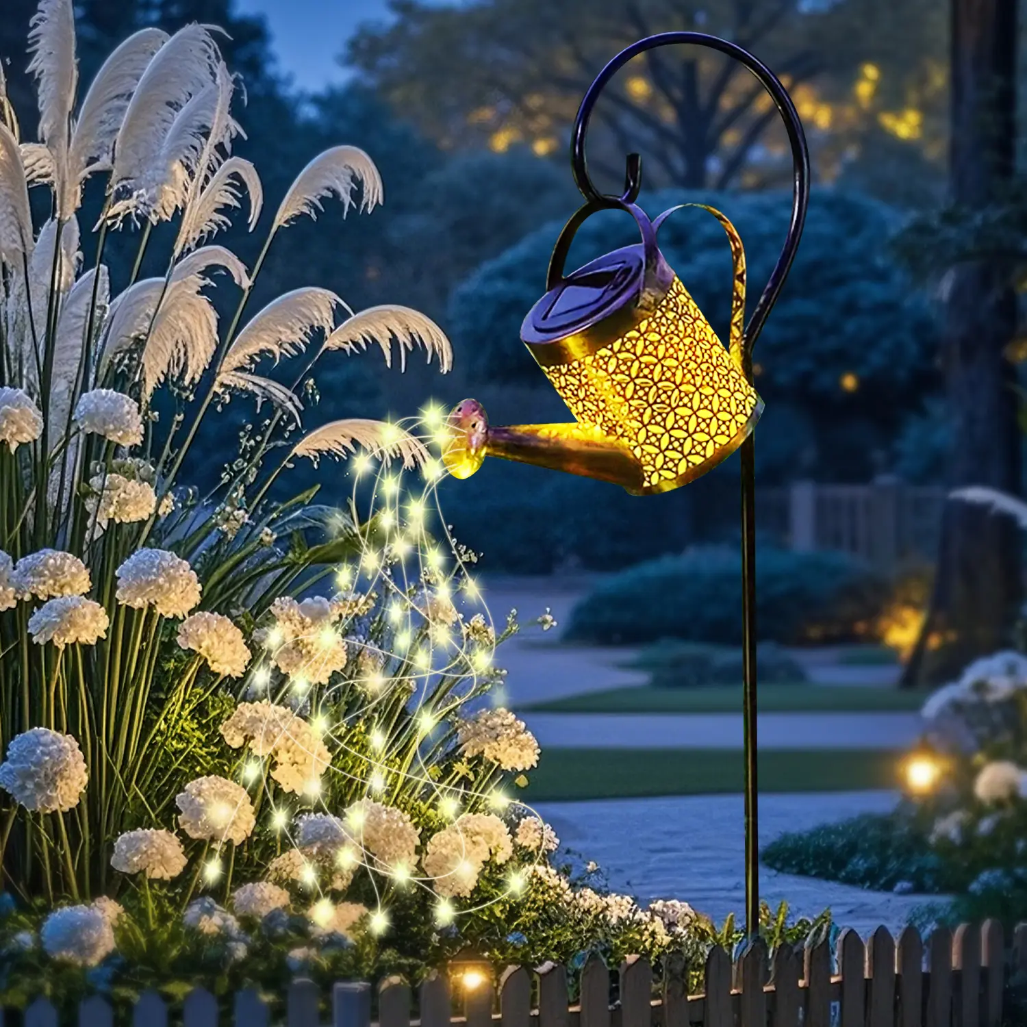 Vintage Copper Coin Kettle Solar Outdoor Light - Artisan Metalwork LED Waterfall Gardening Lamp, Auto Dusk-to-Dawn Sensor, 600mAh Rechargeable Batteries, Weatherproof, Eco-Friendly Mood Lighting for Garden, Holiday Gifts, Solar Outdoor Lights