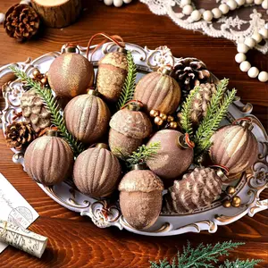 20 Pcs Vintage Christmas Ball Ornaments Neutral Textured Christmas Tree Hanging Decorations with Loop Antique Rustic Distressed Ornaments Decor for Home Farmhouse Xmas Party