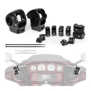 Hand Control Switch Housing Button Caps Compatible with Harley Davidson Street Glide Electra Glide Tri Glide Road King 1996-2013 Black