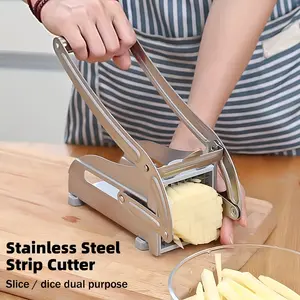 Safe Mandoline Slicer Vegetable Cutter Manual Potato French Fry Cutter with Stainless Steel Blade for Cutting Strips Julienne or Dicing Potatoes Carrots Cucumbers Ideal for Home Kitchen Use - Utensils