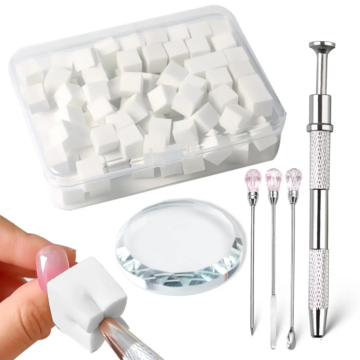 Ombre Nail Tools for Gradient DIY Manicure & Professional Nail Care, 100 Soft & Elastic Sponges with Gripping Pen, Palette & Rods, Easy to Mix and Blend for a Uniform Shadow, Nails Supplies, Gel Nails At Home