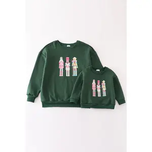 Green nutcracker embroidery mom&me fleece sweatshirt
