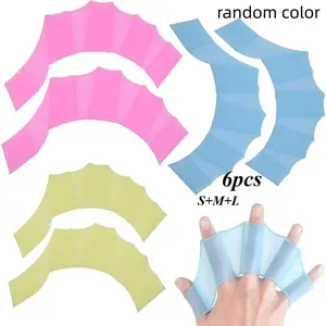 Three Pairs Silicone Hand Paddles, Non-Slip Swimming Fin Gloves, Unisex, Blue, Ideal for Training, Fishing, Diving, Pool, Beach, Ocean