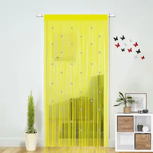 Beaded String Curtains for Doorways Boho Bedroom Decor  Door Wall Beads Closet Window Curtain Room Divider  Decorative (Yellow, 39" W x 110" L)