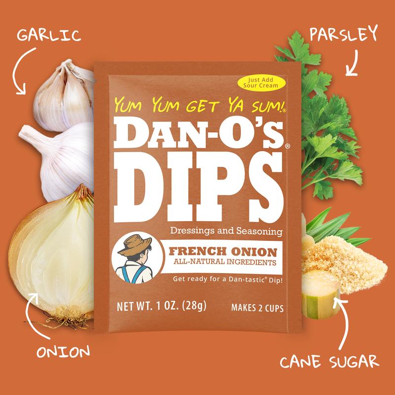Dan-O's Dips Variety Pack - 16 Pack - Dill, French Onion, Ranch, and Mexi-Ranch (4 oz each)