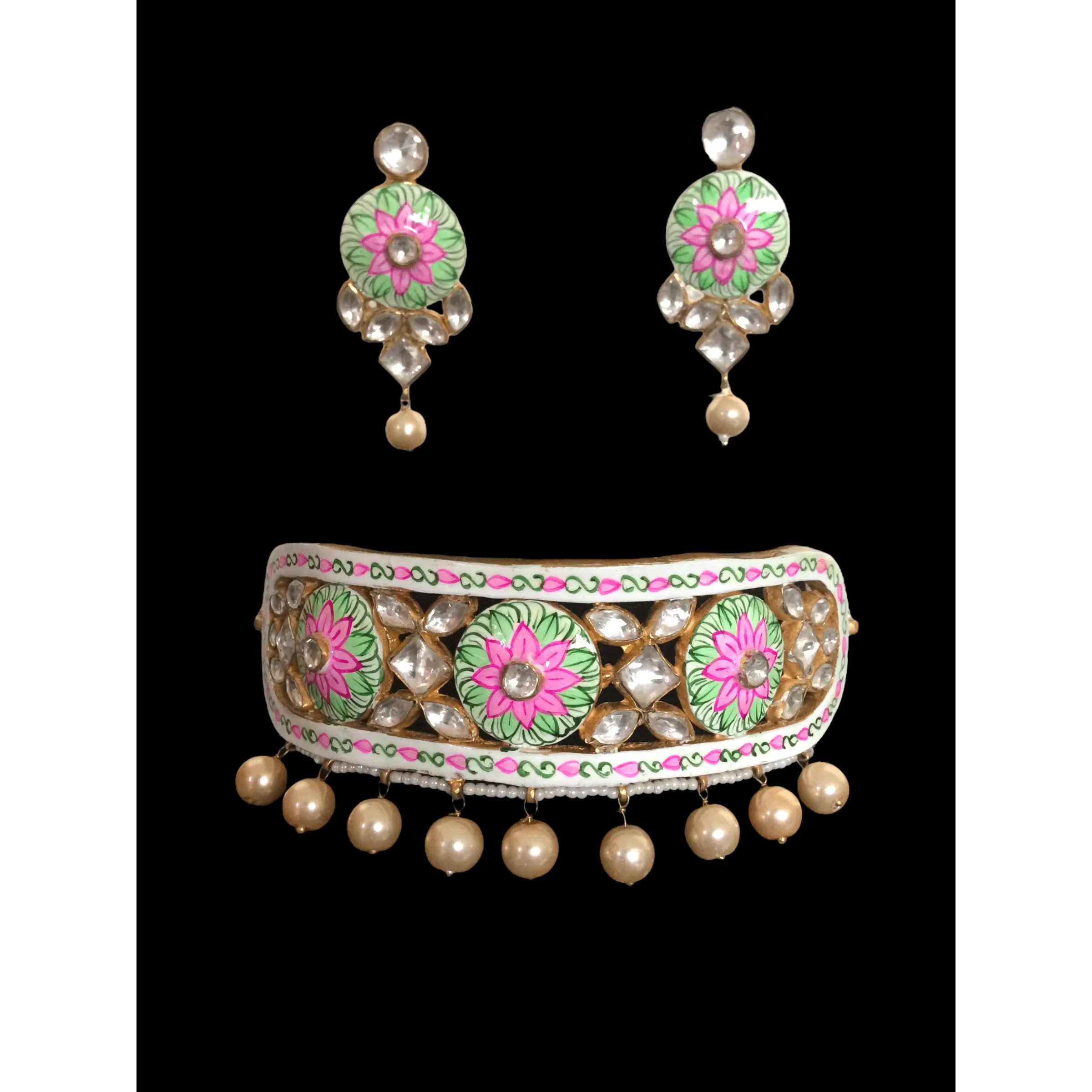 C183 Renuka pachi Kundan and Meenakari choker set ( READY TO SHIP)