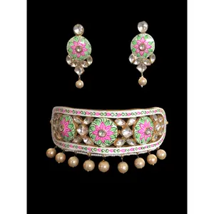 C183 Renuka pachi Kundan and Meenakari choker set ( READY TO SHIP)