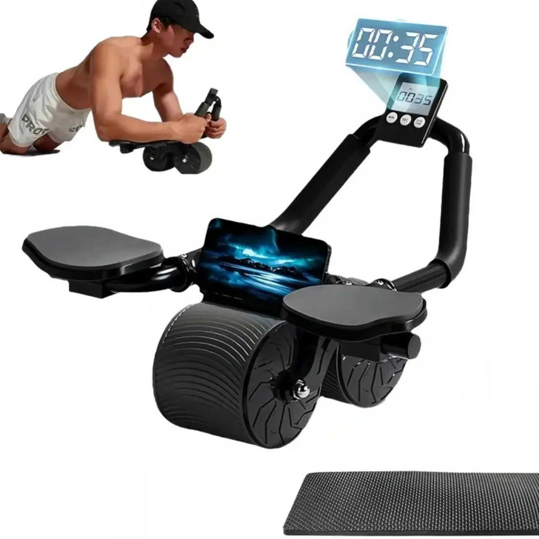 2026 Automatic Rebound Abdominal Wheel with Elbow Support, Core Muscle Trainer Ab Training Equipment for Workouts for Flat Tummy, Abs at Home, Bodyweight Training, Enhances Core Strength, Abdominal Muscle Trainer, Improves Posture, Core Workout