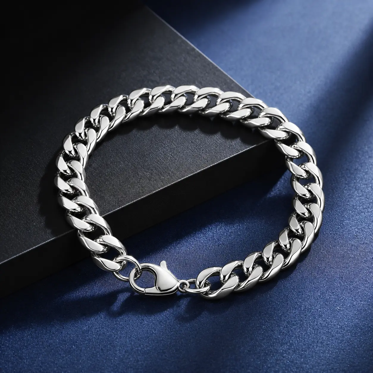 Classic Cuban Link Bracelet, 9mm Unisex Chain with Solid Links, Waterproof and Hypoallergenic Jewelry for Daily and Beach Wear, Chains, Waterproof Bracelet, Stacking, Chain Jewelry Bracelets & Bangles