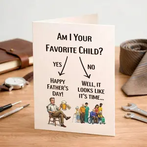 Funny Fathers Day Card for Dad - Humorous Gag Gift Greeting Card, Blank Inside, Ready to Gift