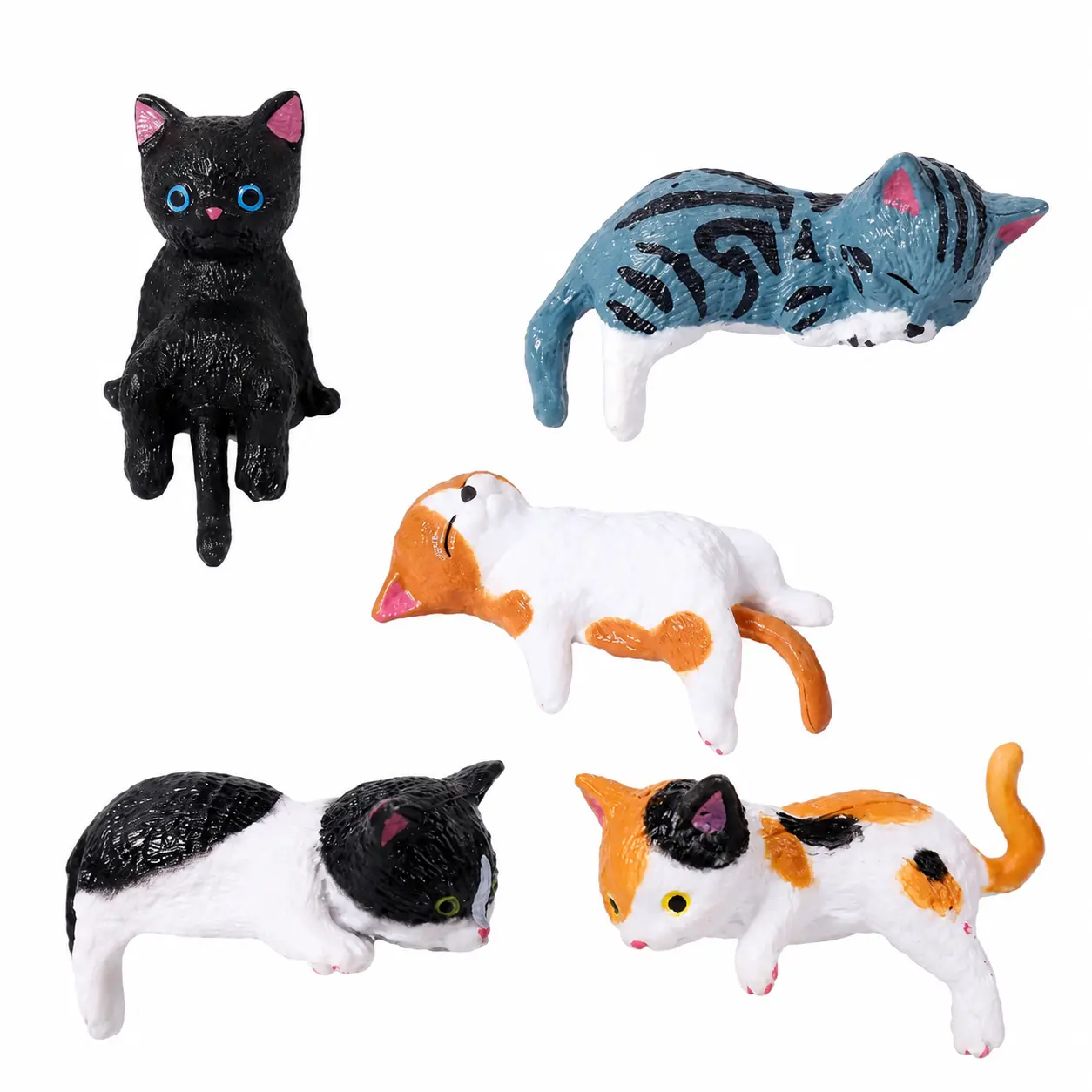 5PCS Mini Cat Figurines, Cute Kawaii Resin Cat Desk Decor, Multi Pose Kitty Decorations for Office Desk, Bedroom, Shelf and Home Decor, Adorable Animal Ornaments, Aesthetic Accessories and Unique Gift Ideas