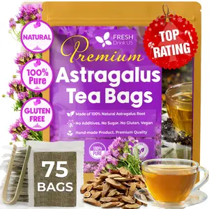 【FreshDrinkUS】 Premium 75 Astragalus Root Tea Bags, 100% Natural & Pure from Astragalus Root. Astragalus Root Herbal Tea. Made with Natural Material Tea Bags. No Sugar, No Caffeine, No Gluten, Vegan.