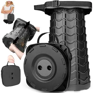 Upgraded Collapsible Portable Folding Telescoping Stool, 400lbs Max Weight, Lightweight Sturdy Retractable Stool for Adults Outdoor Camping Fishing Hiking BBQ