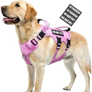 WINSEE Escape Proof Dog Harness, Service Working Molle Harness with Double Handle, Tactical Pet Vest with 4 Patches for Small Medium Large Dogs Walking Hiking Hunting