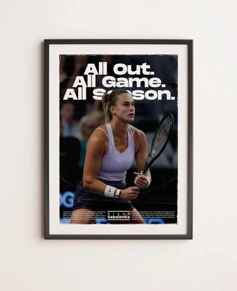 aryna sabalenka sport wall art, sport wall decor, tennis player poster