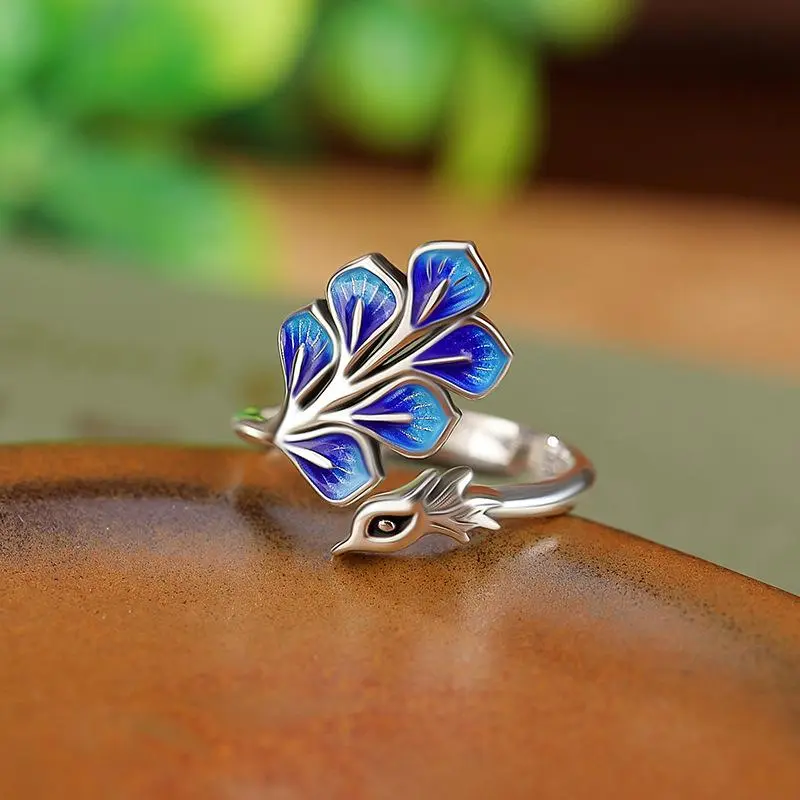 925 Sterling Silver Blue Peacock ​Wedding Rings For Women Engagement Wedding Fine Jewelry Jewellery Women